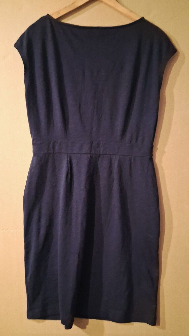 Boden Size 12 US Florrie Cotton Knit Dress Blue Pockets Sheath Minimalist NWT$90 - Picture 3 of 7